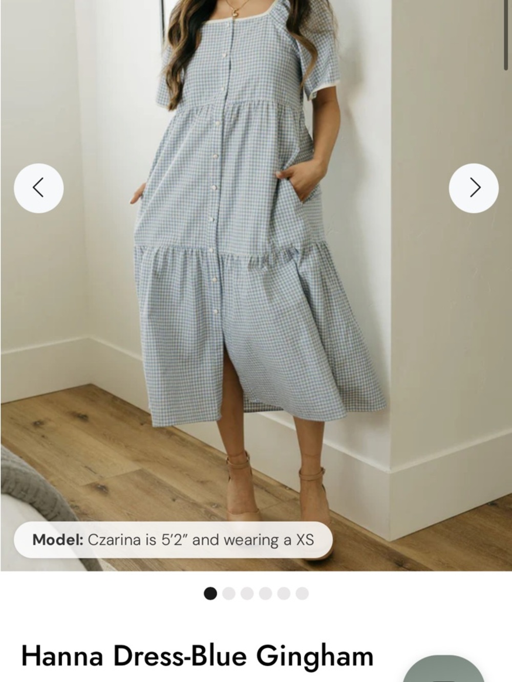 NWOT Blue Gingham Button-Front Maxi Dress